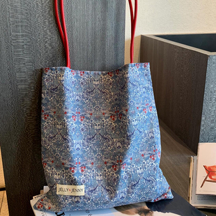 草莓小偷蓝Liberty小众设计帆布袋女包高级感通勤单肩托特包