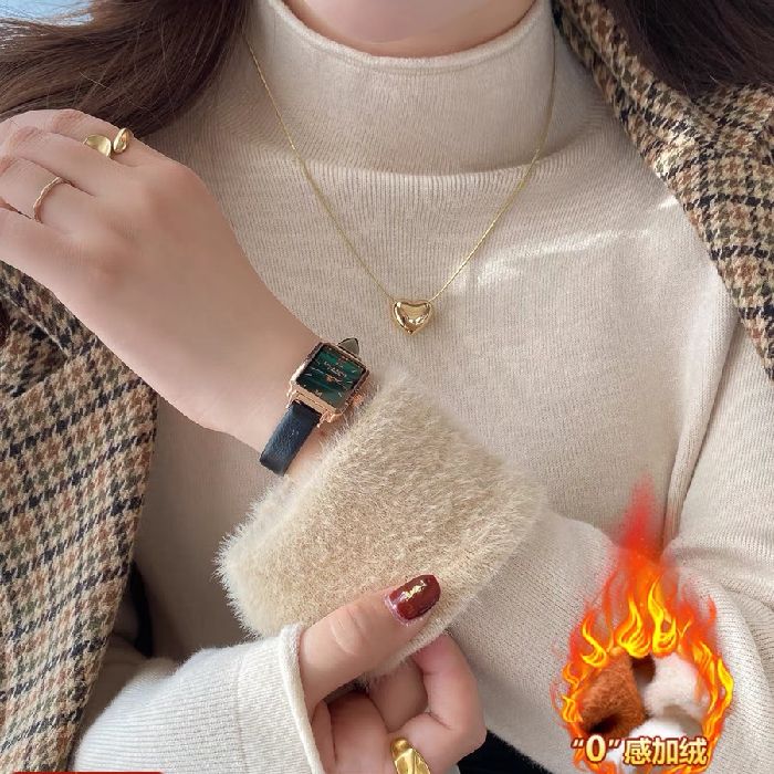 秋冬加绒毛衣女加厚一体绒内搭半高领打底衫套头洋气针织保暖上衣