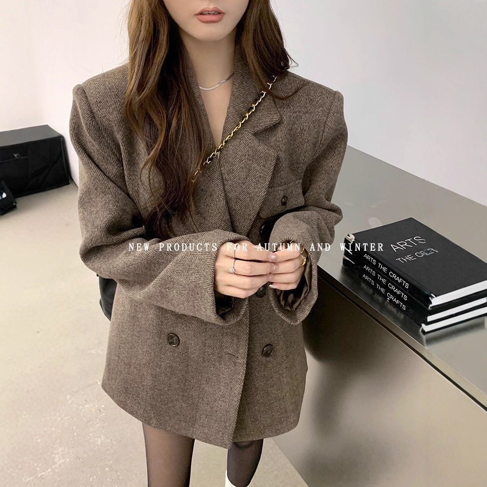 西装毛呢大衣女2025秋冬