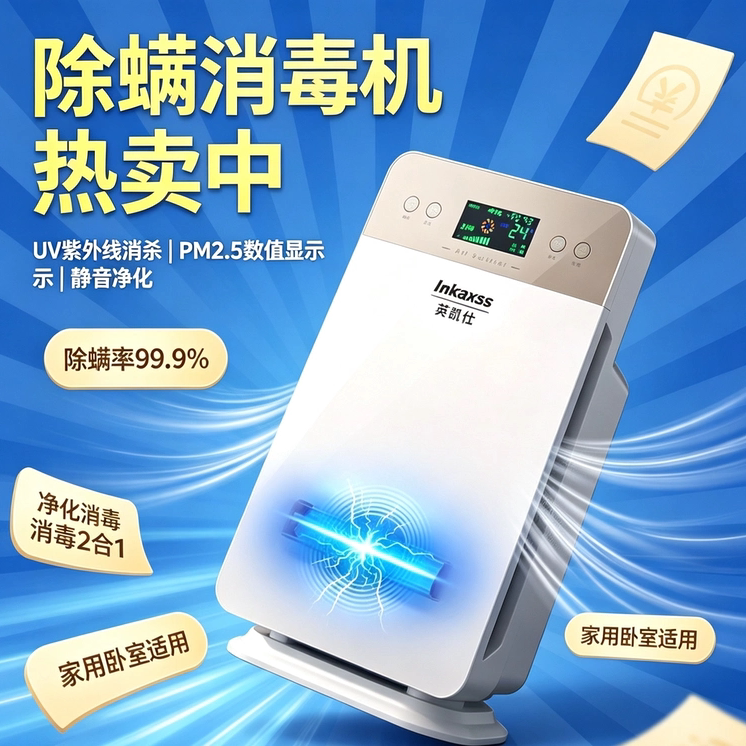 空气净化器家用紫外线消毒杀菌除螨去除粉尘螨过敏原室内除尘净化