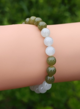 天然翡翠新款女手链手串长串首饰玉器女友玉石缅甸6.9mm28颗圆珠