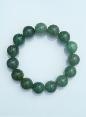 天然满色缅甸翡翠货冰润满色手串手链圆珠13.5mm15颗