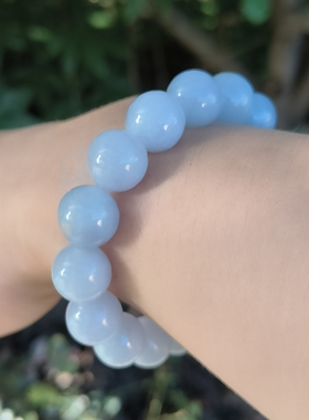 卡13.6mm蓝紫色翡翠手串男款天然缅甸翡翠A货玉石圆珠16颗送证书