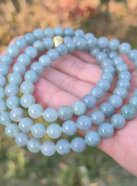 卡7mm蓝紫色翡翠项链手链天然缅甸翡翠A货玉石圆珠85颗送证书