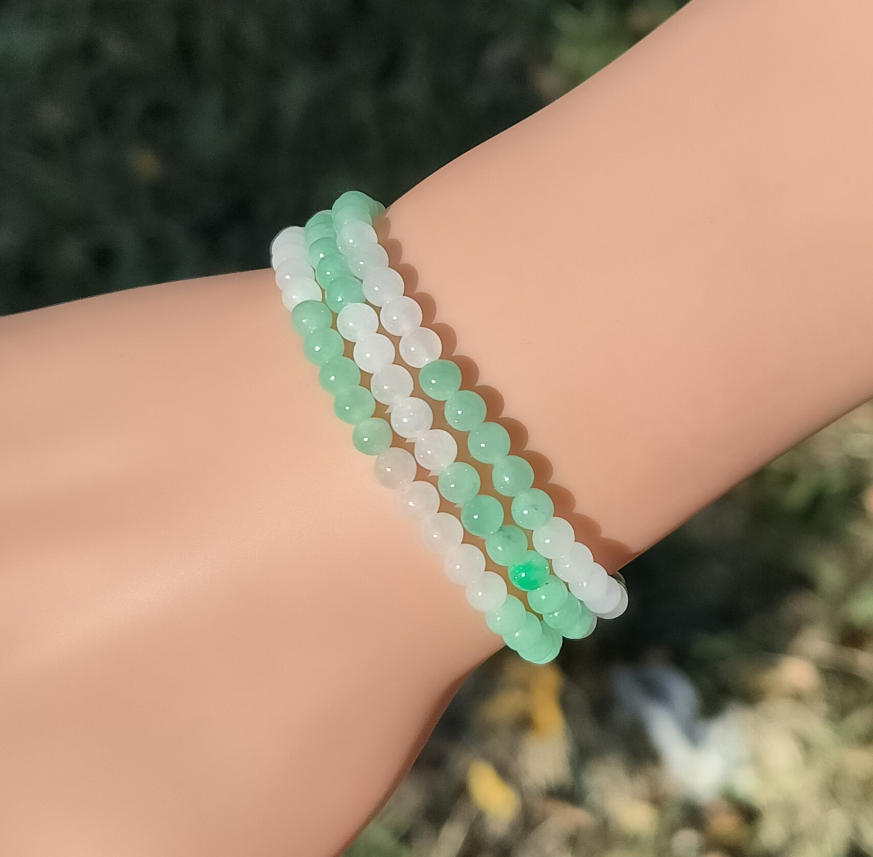 卡3.9mm冰双彩小米珠项链手链天然缅甸翡翠A货圆珠157颗送证书