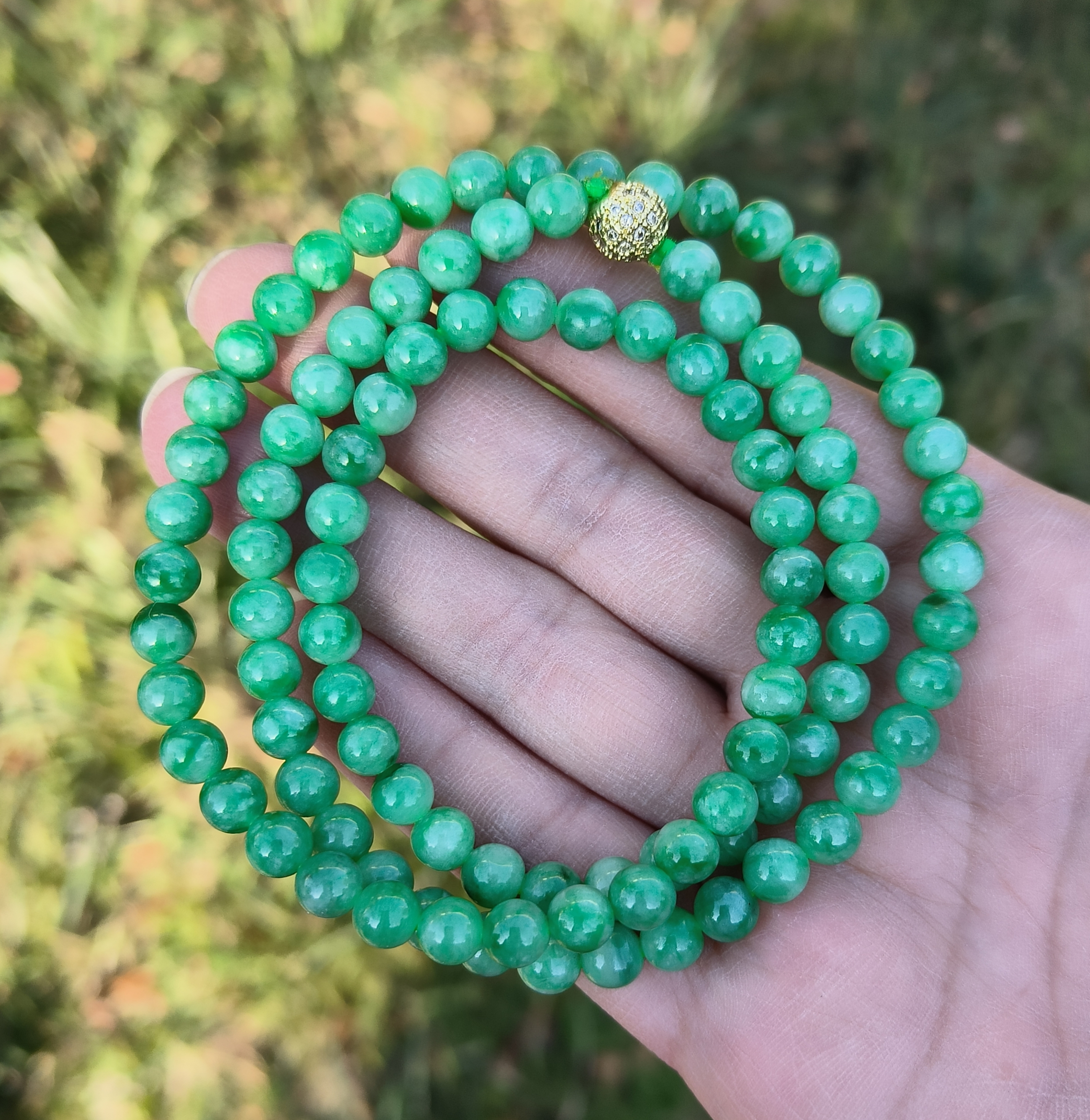 卡6.3mm阳绿飘花翡翠项链手链天然缅甸翡翠A货玉石100颗送证书