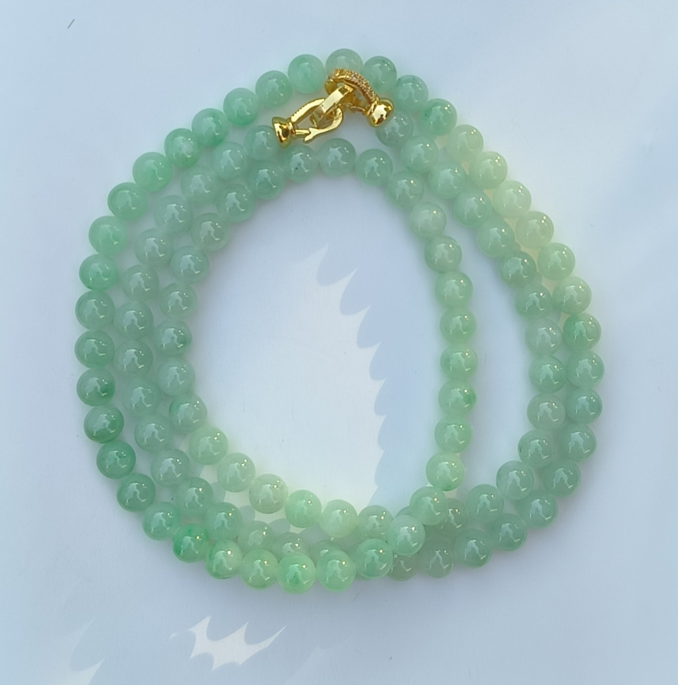 卡6mm晴绿飘花翡翠项链手链天然缅甸翡翠A货玉石圆珠102颗送证书