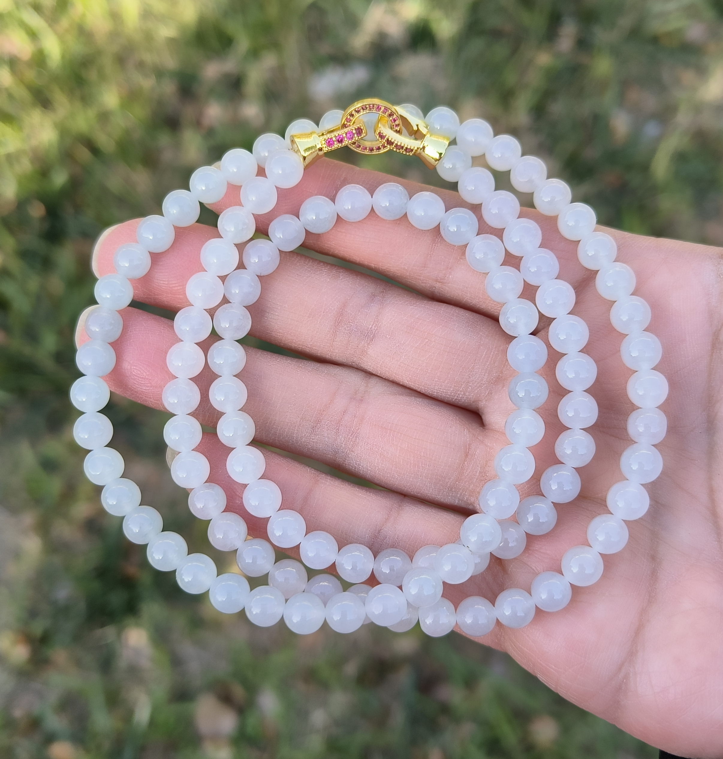 卡6mm淡冰蓝色翡翠项链手链天然缅甸翡翠A货玉石106颗送证书