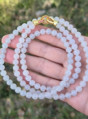 卡6mm淡冰蓝色翡翠项链手链天然缅甸翡翠A货玉石106颗送证书