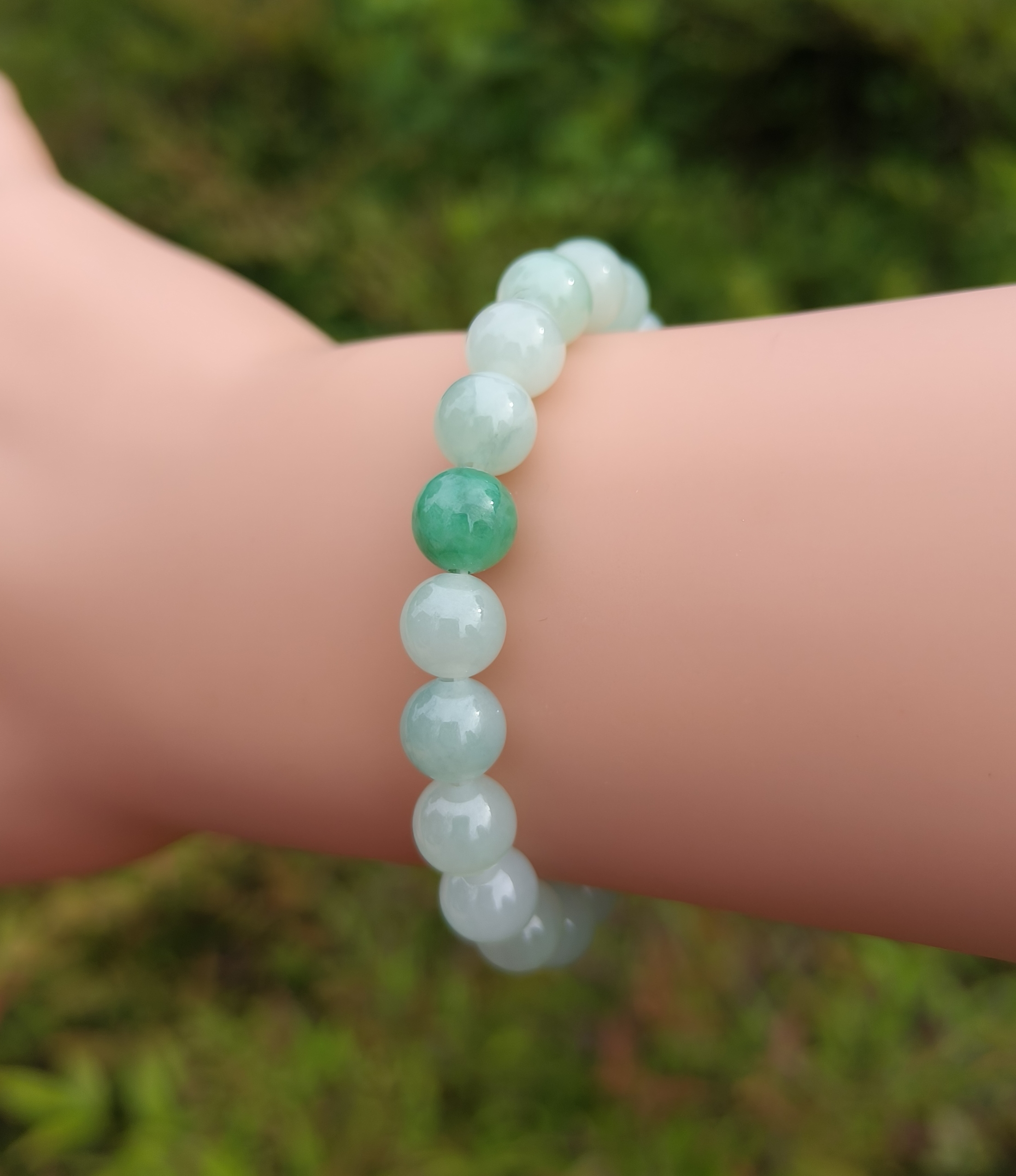 专柜正品纯天然翡翠金丝绿玉石手串新款抖音爆款卡7.8mm24颗圆珠