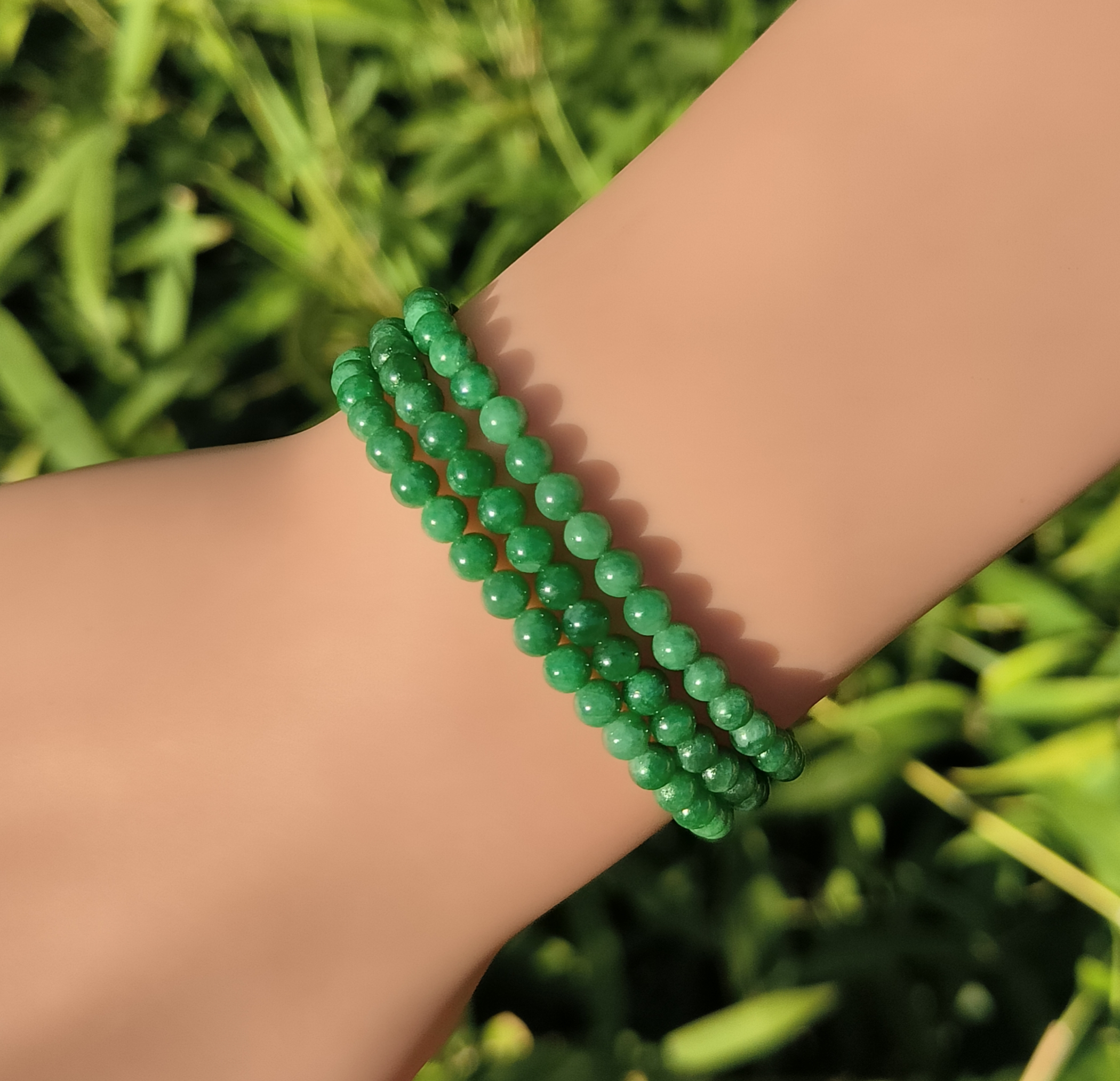 绿小米天然缅甸翡翠A货项链手链卡3.8mm圆珠160颗送证书