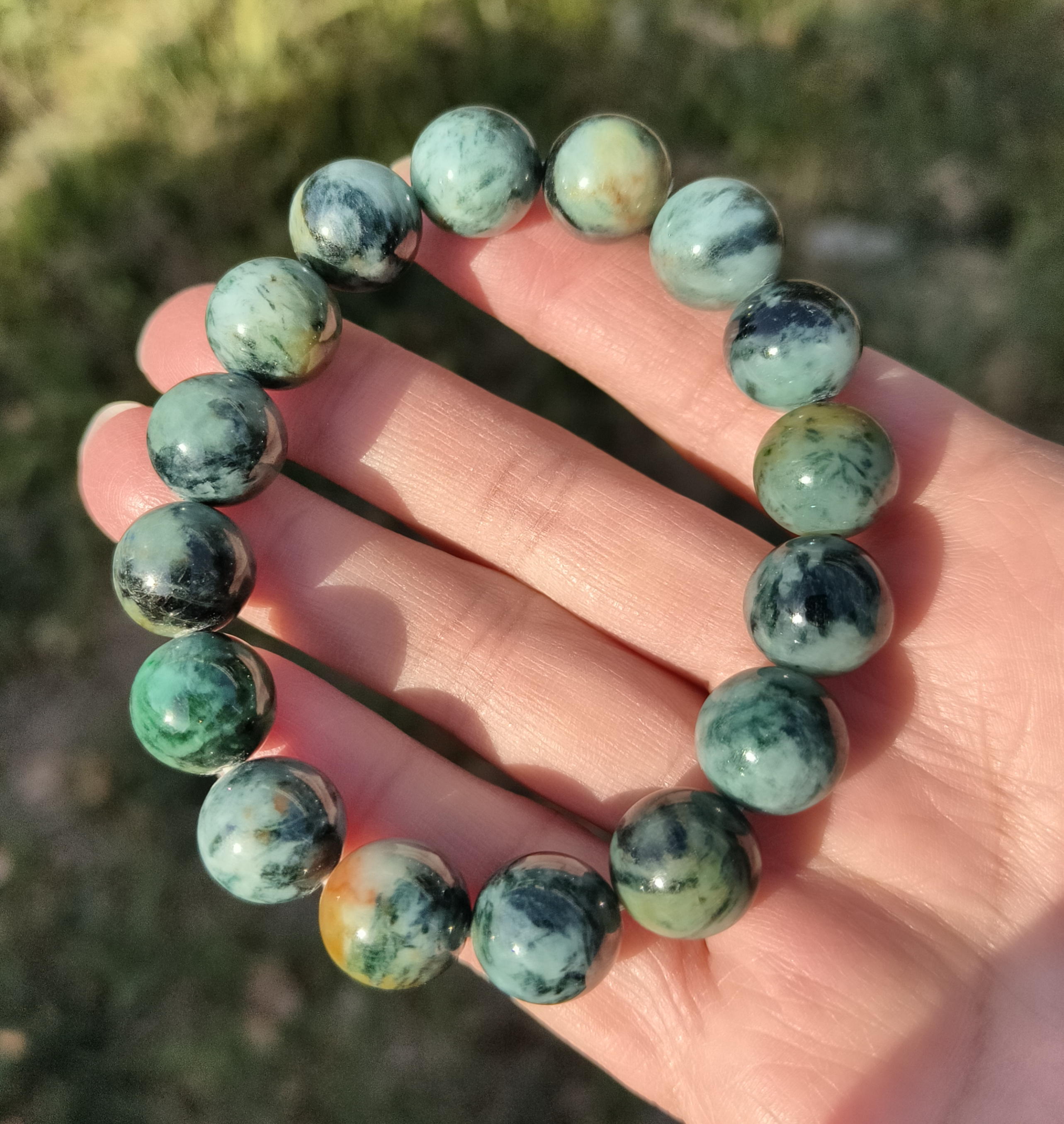 卡13mm撒红撒黄飘花翡翠手串天然缅甸翡翠A货玉石圆珠16颗送证书