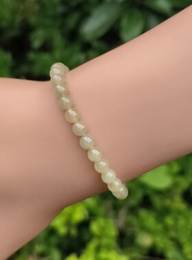 卡5mm冰胶黄色女款手串手链天然缅甸翡翠A货玉石圆珠39颗送证书