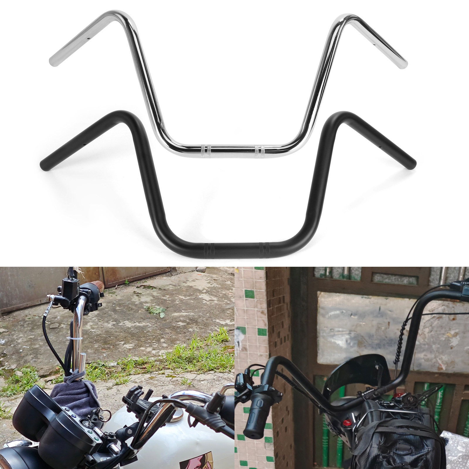CG125 GN125复古改装摩托车通用车把22/25mm龙头把方向把超高把 - 实物图