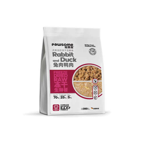 Pawsome狗狗冻干生鲜餐兔肉鸭肉德国生骨肉鲜粮泌尿肾脏