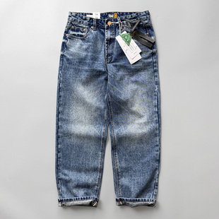 396版型很正！冬季加厚微宽松直筒牛仔裤 浅蓝色微阔直筒牛仔裤男