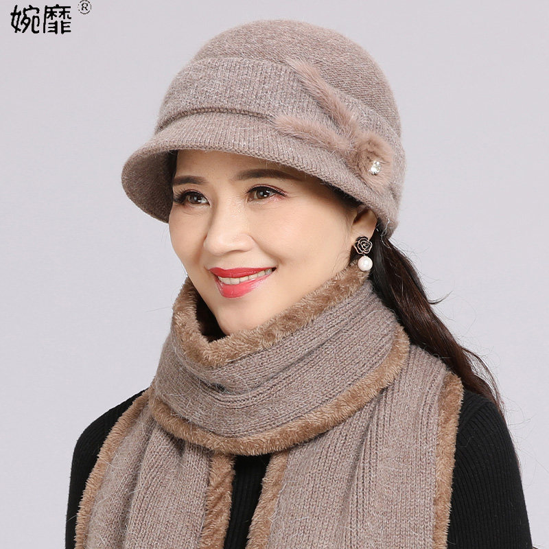 中老年人帽子女冬季妈妈保暖加绒老人奶奶秋冬天老太太婆婆毛线帽