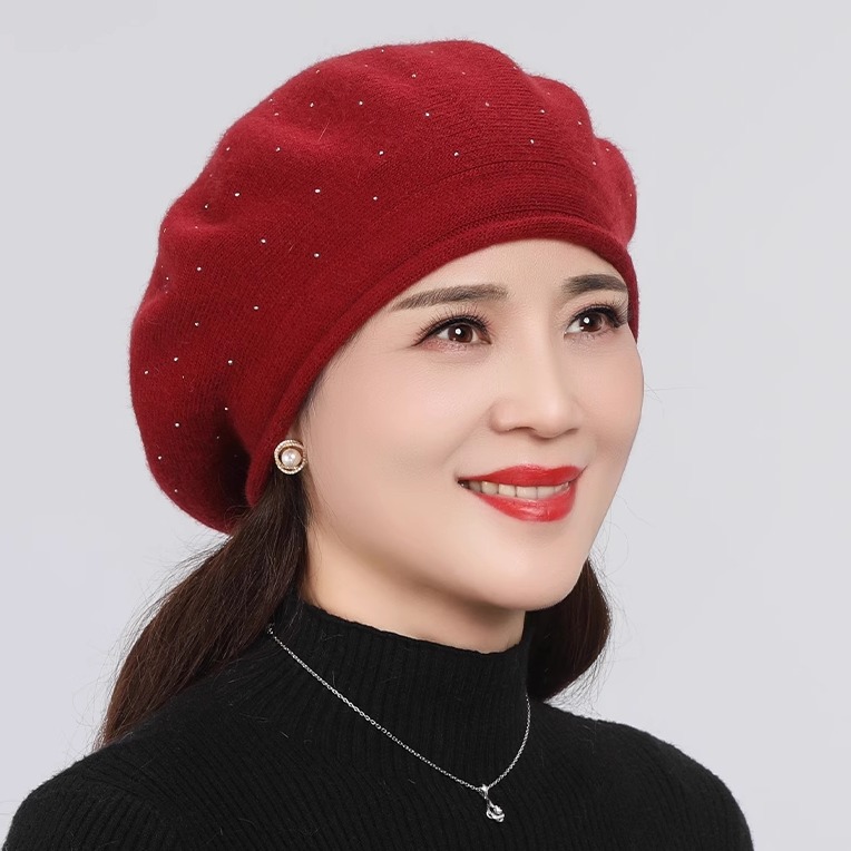 新款妈妈帽子秋冬天单层贝雷帽