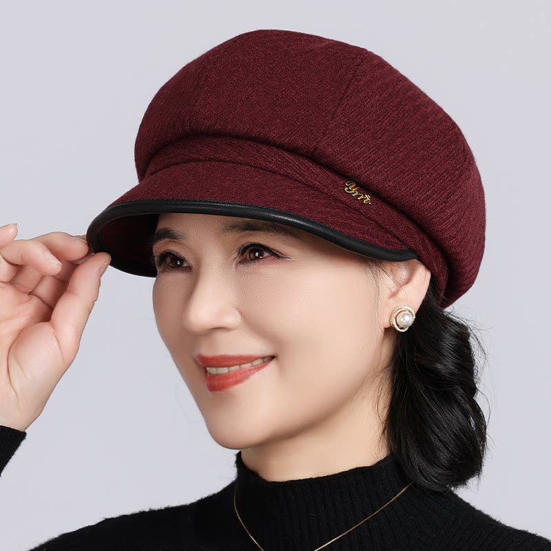 妈妈帽子女冬季中老年女士八角帽