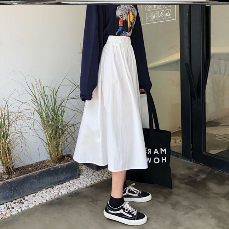 学生秋季新款半身裙黑色大码中长款高腰显瘦百褶A字群大摆长裙女|ruв категории Женская одежда, юбка - от Buy2taobao.com для оказания профессиональной услуги покупки агента Taobao