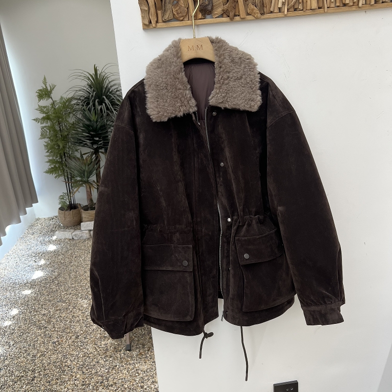 2025年冬季款韩系羊羔毛领90白鸭