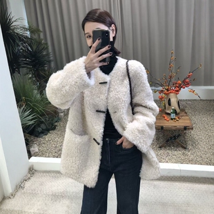 韩系100%绵羊毛外套女冬2025年新款羊剪绒皮毛一体中长款皮草大衣