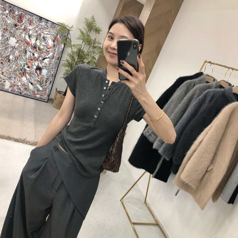 2026棉质亲肤正肩显瘦T恤女打底衫春夏西装内搭修身基础上衣短袖