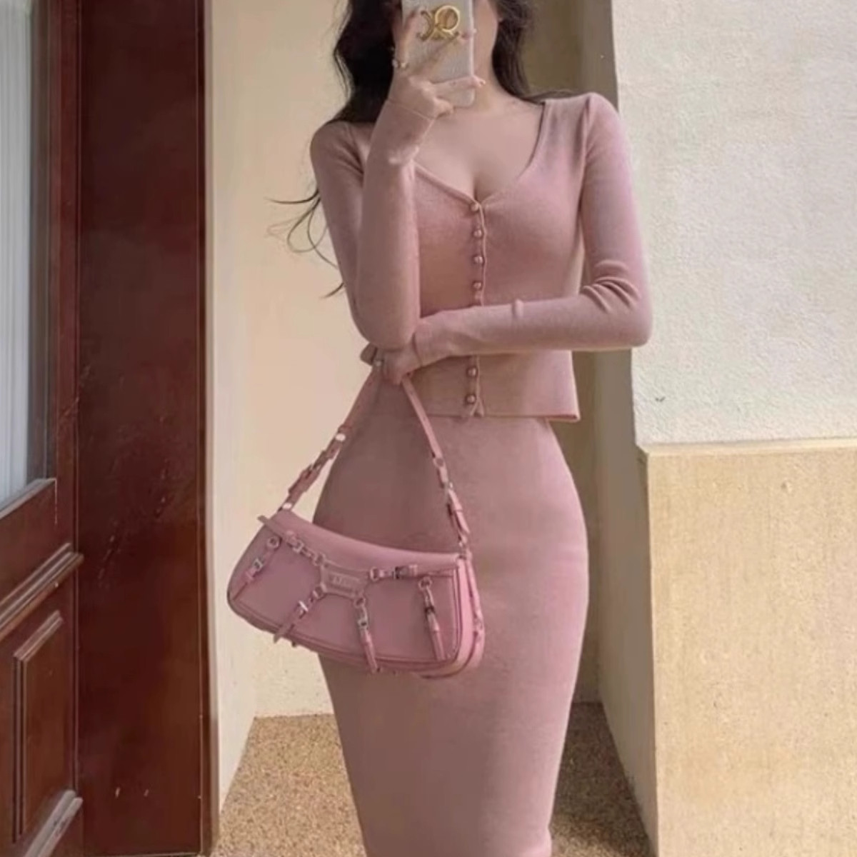 法式温柔风套装女秋季小香风气质针织衫薄款毛衣外套半身裙两件套,女装/女士精品,时尚套装,淘宝优惠券,粉丝福利购,淘宝优惠卷