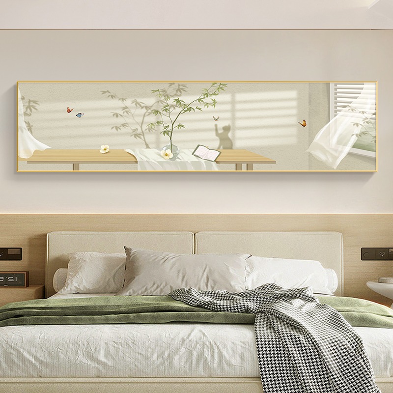 北欧装饰画卧室床头画2023新款清新绿色风景壁画现代简约主卧挂画图片