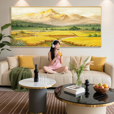 轻奢高级感山水画丰收客厅沙发画