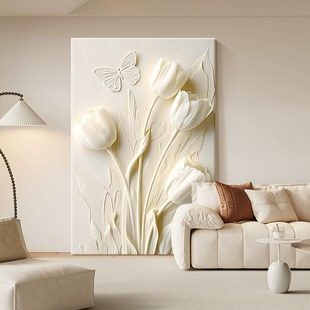 奶油风装饰画高级感客厅沙发背景墙挂画正对门玄关画走廊过道壁画