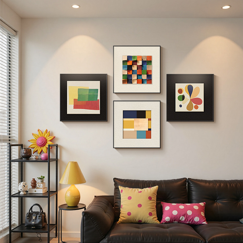 多巴胺抽象几何客厅装饰画包豪斯