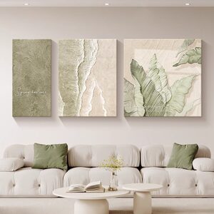 海浪客厅装饰画奶油风高级感沙发背景墙壁画三联肌理抽象大气挂画