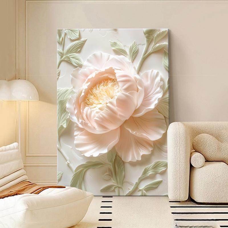 奶油风客厅装饰画新款牡丹沙发背景墙挂画落地高级感入户玄关壁画,家居饰品,现代装饰画,淘宝优惠券,粉丝福利购,淘宝优惠卷