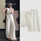 两件套装 马甲背心高腰亚麻阔腿长裤 莱赛尔天丝短款 YH2.Chennnnn