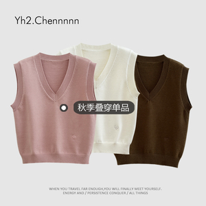 YH2.Chennnnn小宸家 值得拥有叠穿单品 宽松短款针织马甲背心马夹
