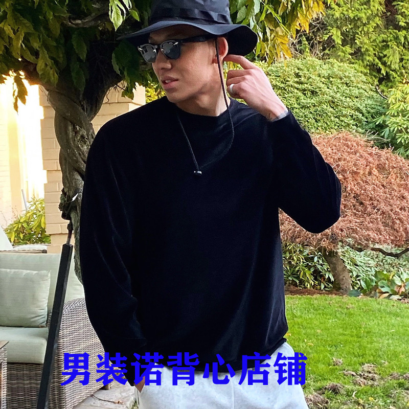 长袖黑色时尚健身保暖打底情侣装
