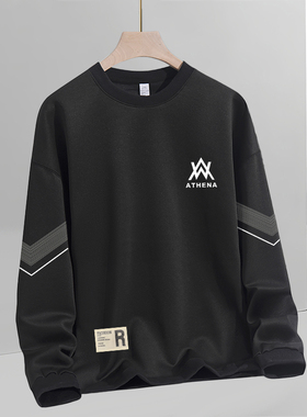 套头卫衣男春秋季2025新款青少年男款宽松黑色重磅无帽外套百搭