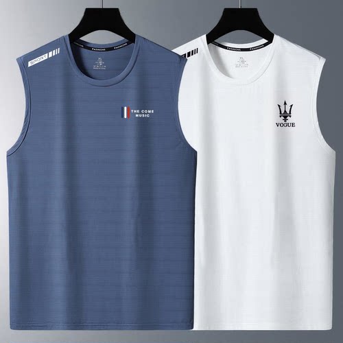 男士冰丝背心夏运动健身打底衫宽肩训练薄款无袖t恤坎肩速干透气