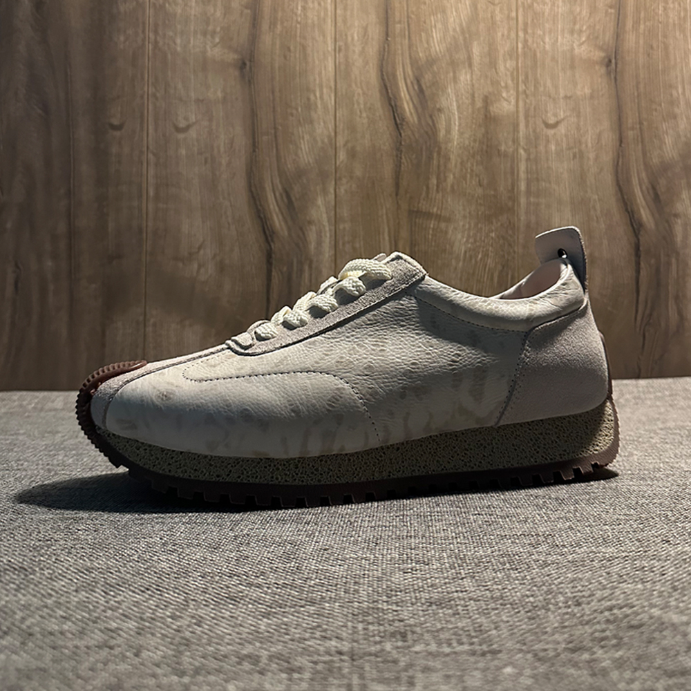 春季新款野牛皮阿甘鞋男
