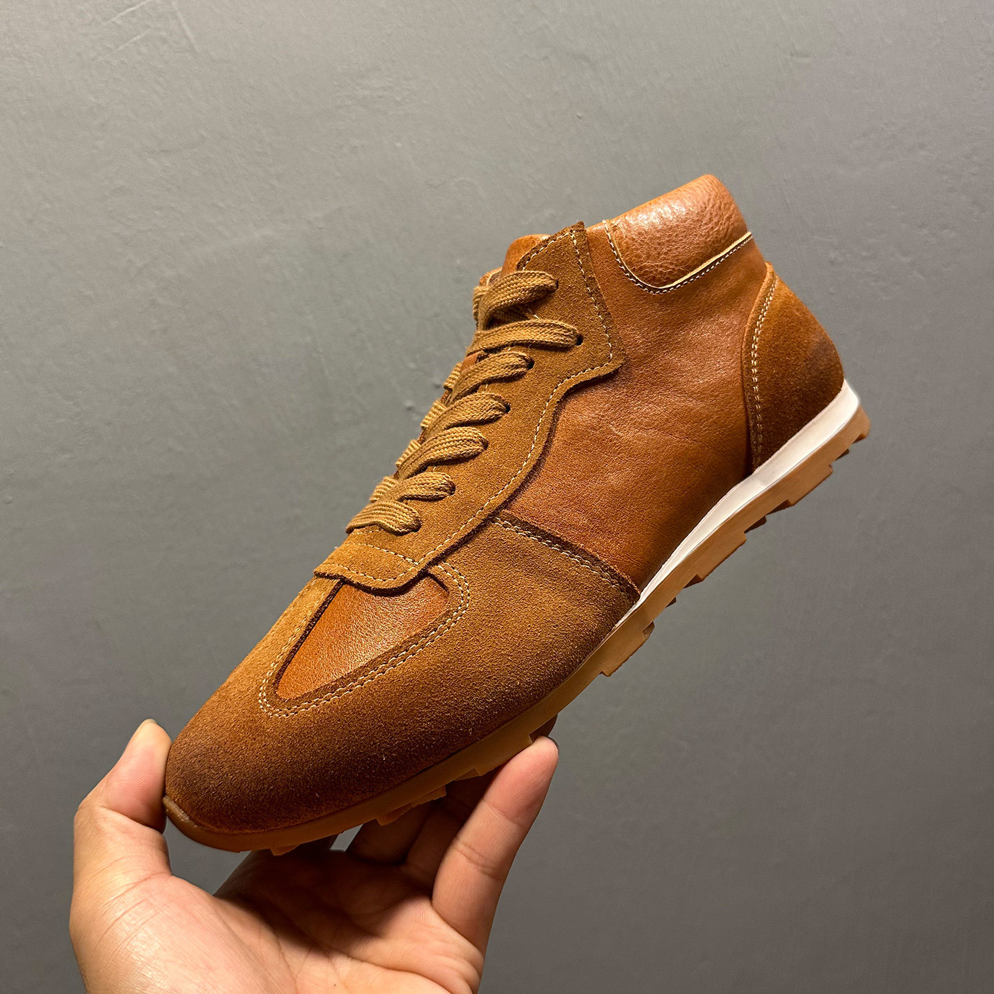 2025秋冬季新款真皮加绒德训鞋高帮男鞋复古拼色轻便舒适休闲板鞋,流行男鞋,德训鞋,淘宝优惠券,粉丝福利购,淘宝优惠卷