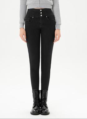 sp68牛仔裤女高腰小脚2024秋冬季新款显瘦紧身弹力裤子百搭小黑裤