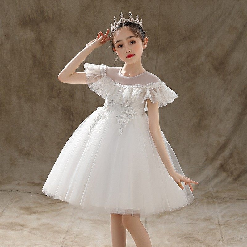 儿童婚纱晚礼服小女孩公主裙女童蓬蓬裙宝宝纱裙主持人走秀演出服