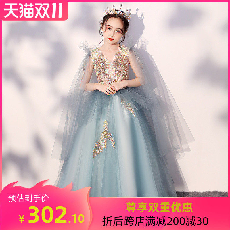女童森系洋气公主裙小女孩婚纱裙主持人晚礼服儿童钢琴走秀演出服