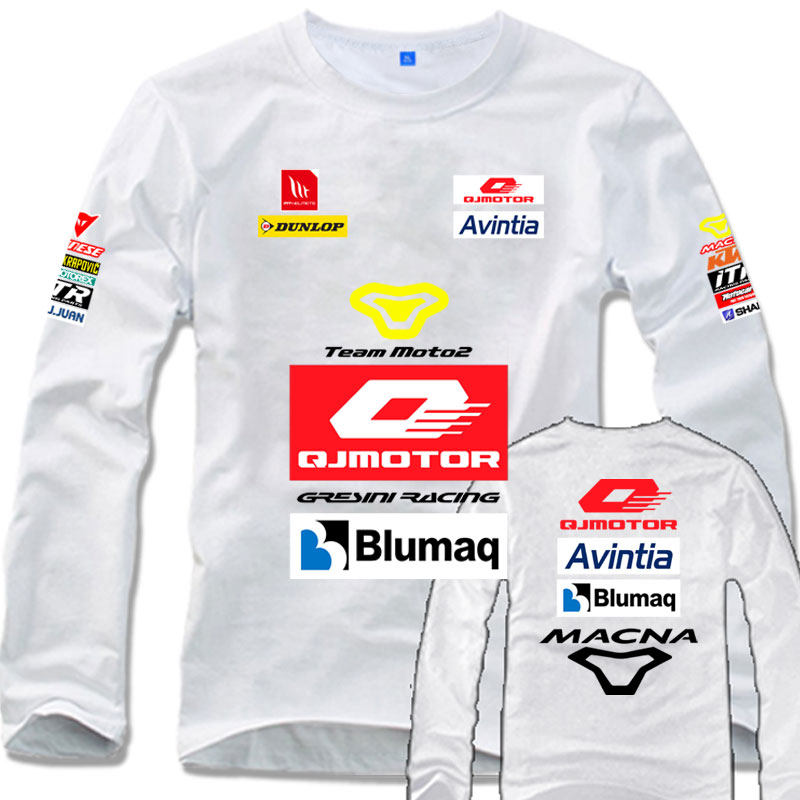 钱江QJMOTOR摩托车比赛车服MOTOGP春秋季纯棉长袖体恤夏休闲T恤衫