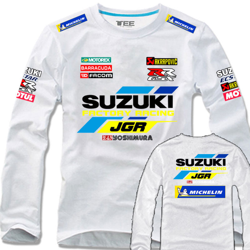 SUZUKI重机车服赛车服春秋季纯棉长袖男MotoGP厂队t恤体恤衫