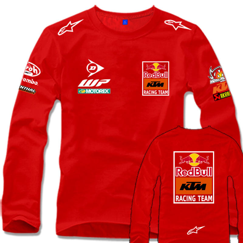 红牛KTM摩托车队骑行服机车长袖T恤男motogp厂队服春秋季纯棉体恤