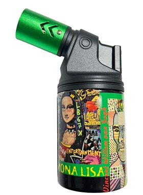 潮流涂鸦卡通充气雪茄打火机防风可充气耐用高颜值雪茄点火器喷枪