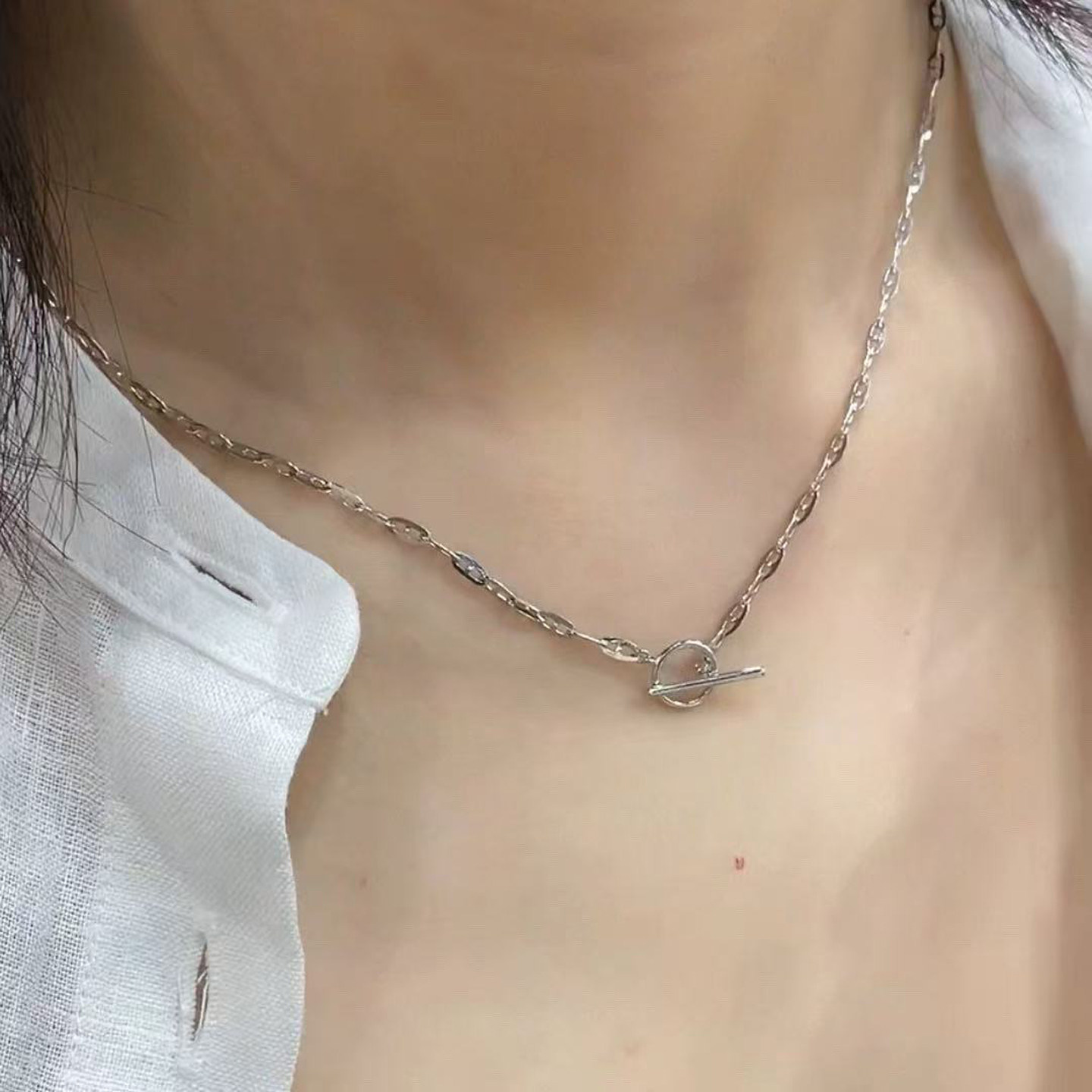 琪娅拉新款经典猪鼻子手链通体925纯银项链OT扣可多戴颈链
