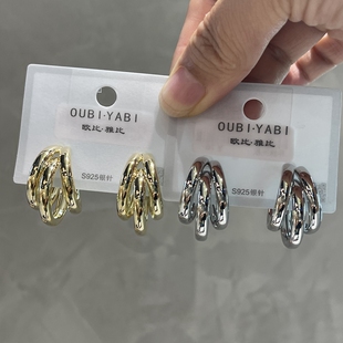 乔妹同款 欧比雅比大号三层金属猫爪耳钉~高约23mm~宽约15.5mm